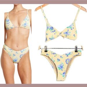 NWT 2PC WeWoreWhat [ Large‎ ] Floral Triangle Bikini Top + V-Shape Bottom